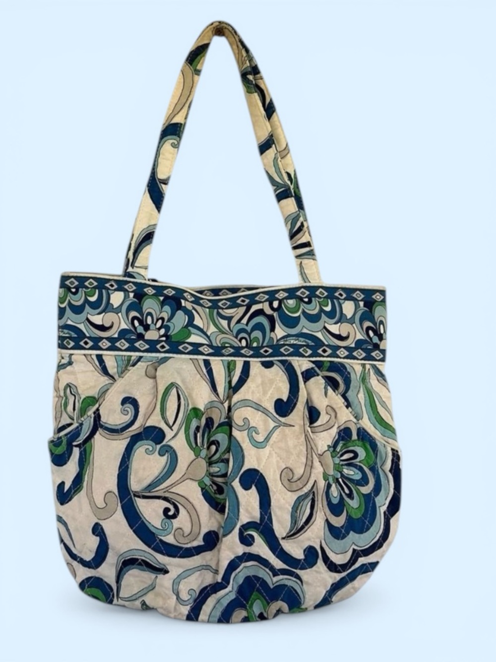 Vera Bradley Blue Paisley Shoulder Bag Quilted Tote Floral Mediterranean Morgan